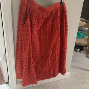 J Crew Red Cotton Midi Skirt size 16